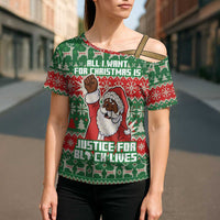 Justice For Black Lives Christmas Cross Shoulder Shirt Funny Xmas Holiday Patterns - Wonder Print Shop