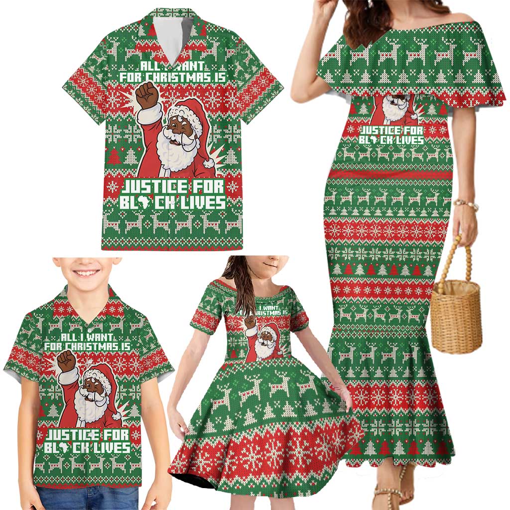 Justice For Black Lives Christmas Family Matching Mermaid Dress and Hawaiian Shirt Funny Xmas Holiday Patterns - Wonder Print Shop