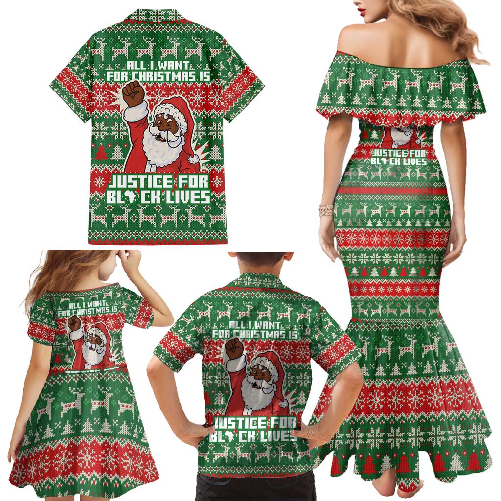 Justice For Black Lives Christmas Family Matching Mermaid Dress and Hawaiian Shirt Funny Xmas Holiday Patterns - Wonder Print Shop