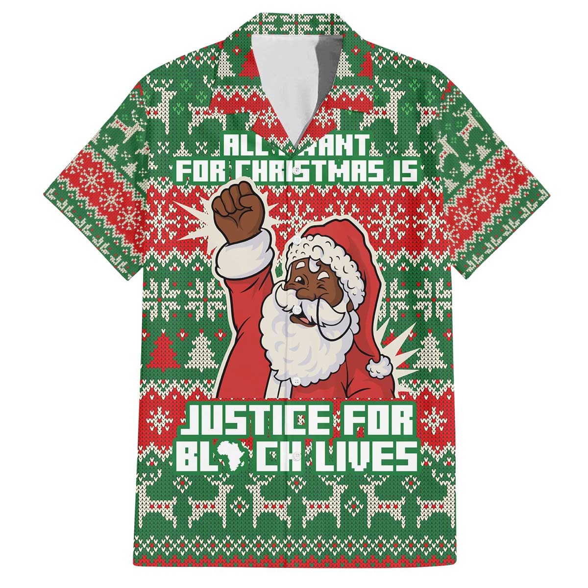 Justice For Black Lives Christmas Family Matching Off The Shoulder Long Sleeve Dress and Hawaiian Shirt Funny Xmas Holiday Patterns - Wonder Print Shop
