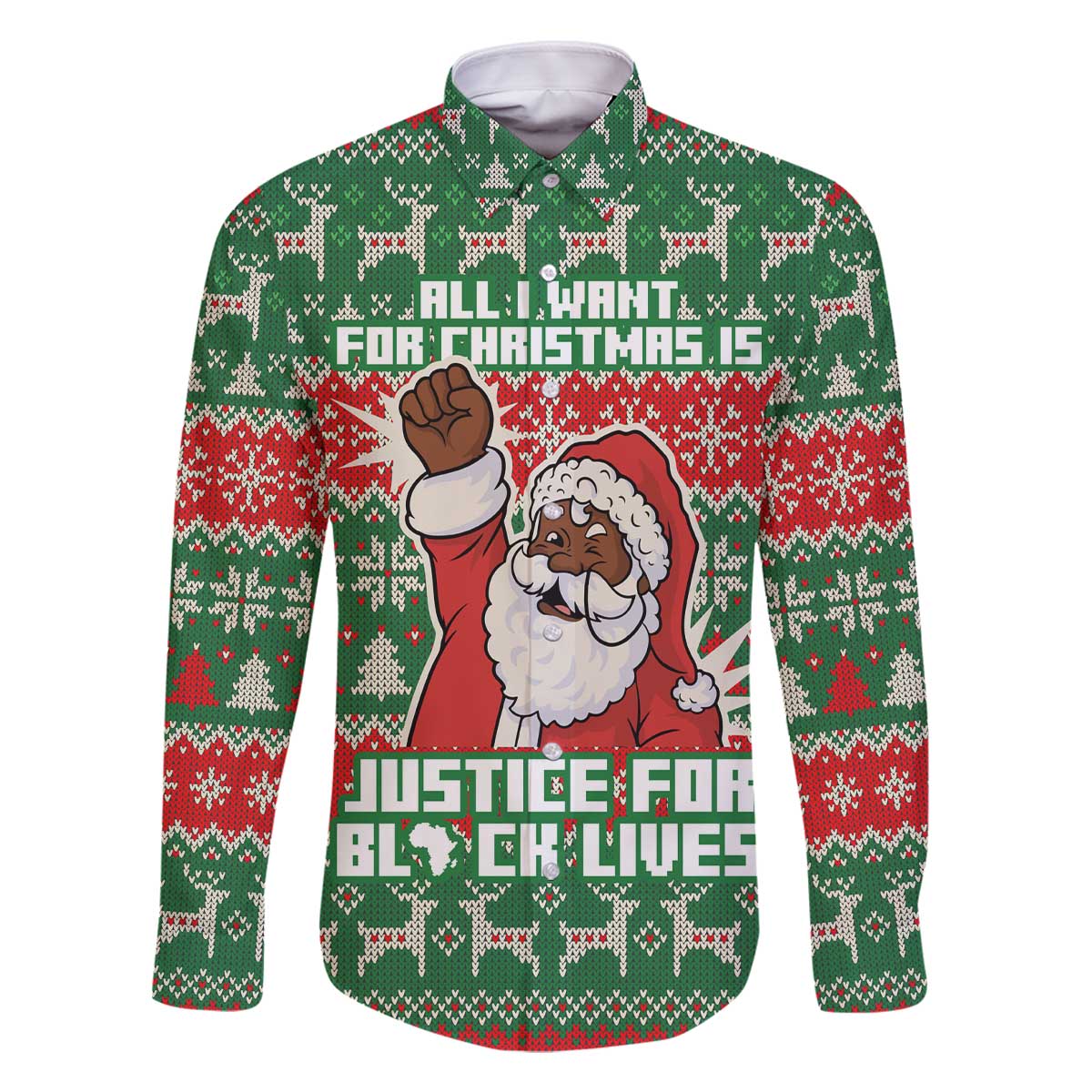 Justice For Black Lives Christmas Family Matching Off The Shoulder Long Sleeve Dress and Hawaiian Shirt Funny Xmas Holiday Patterns - Wonder Print Shop