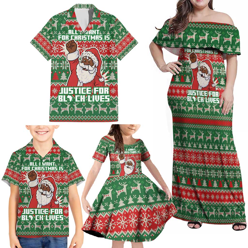 Justice For Black Lives Christmas Family Matching Off Shoulder Maxi Dress and Hawaiian Shirt Funny Xmas Holiday Patterns - Wonder Print Shop