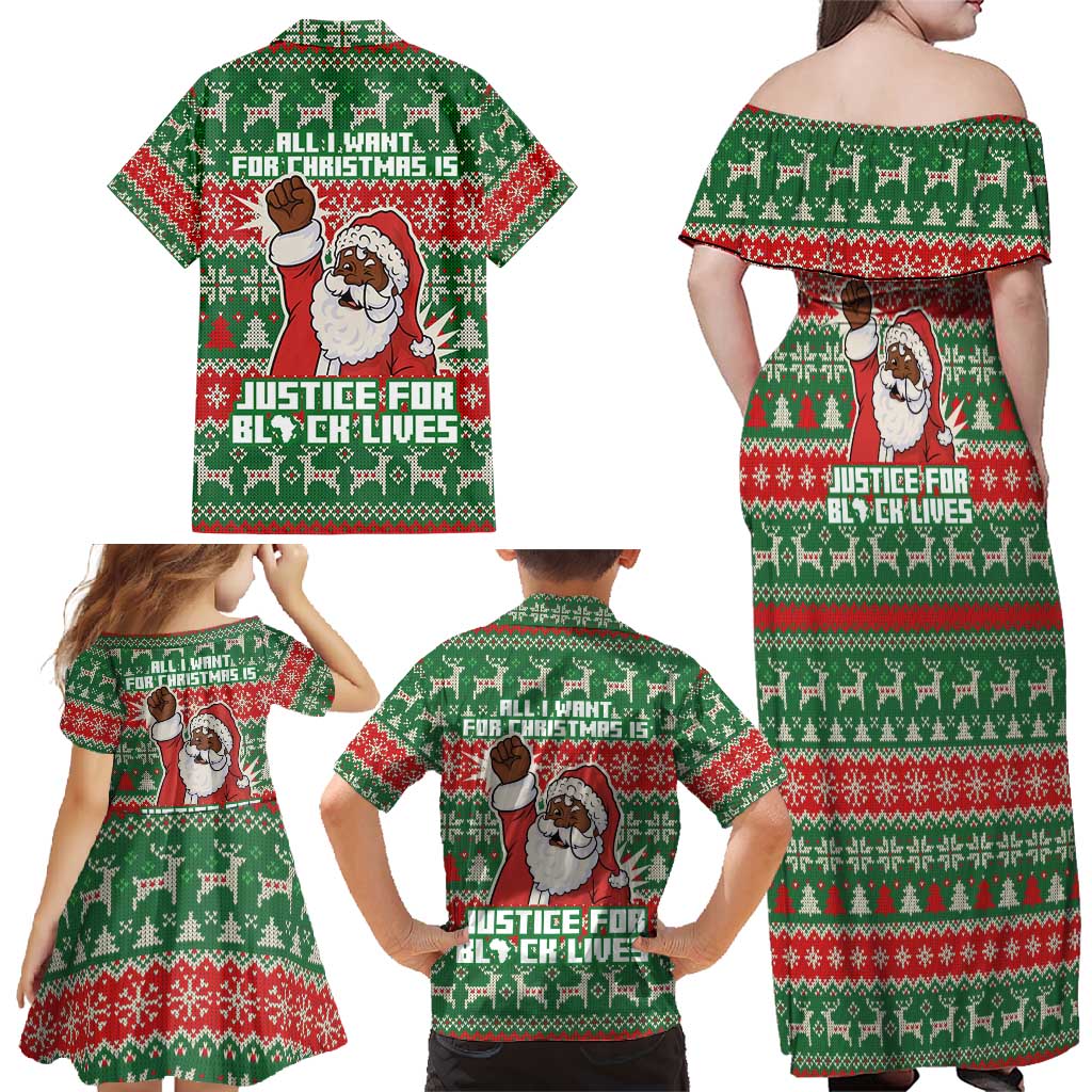 Justice For Black Lives Christmas Family Matching Off Shoulder Maxi Dress and Hawaiian Shirt Funny Xmas Holiday Patterns - Wonder Print Shop