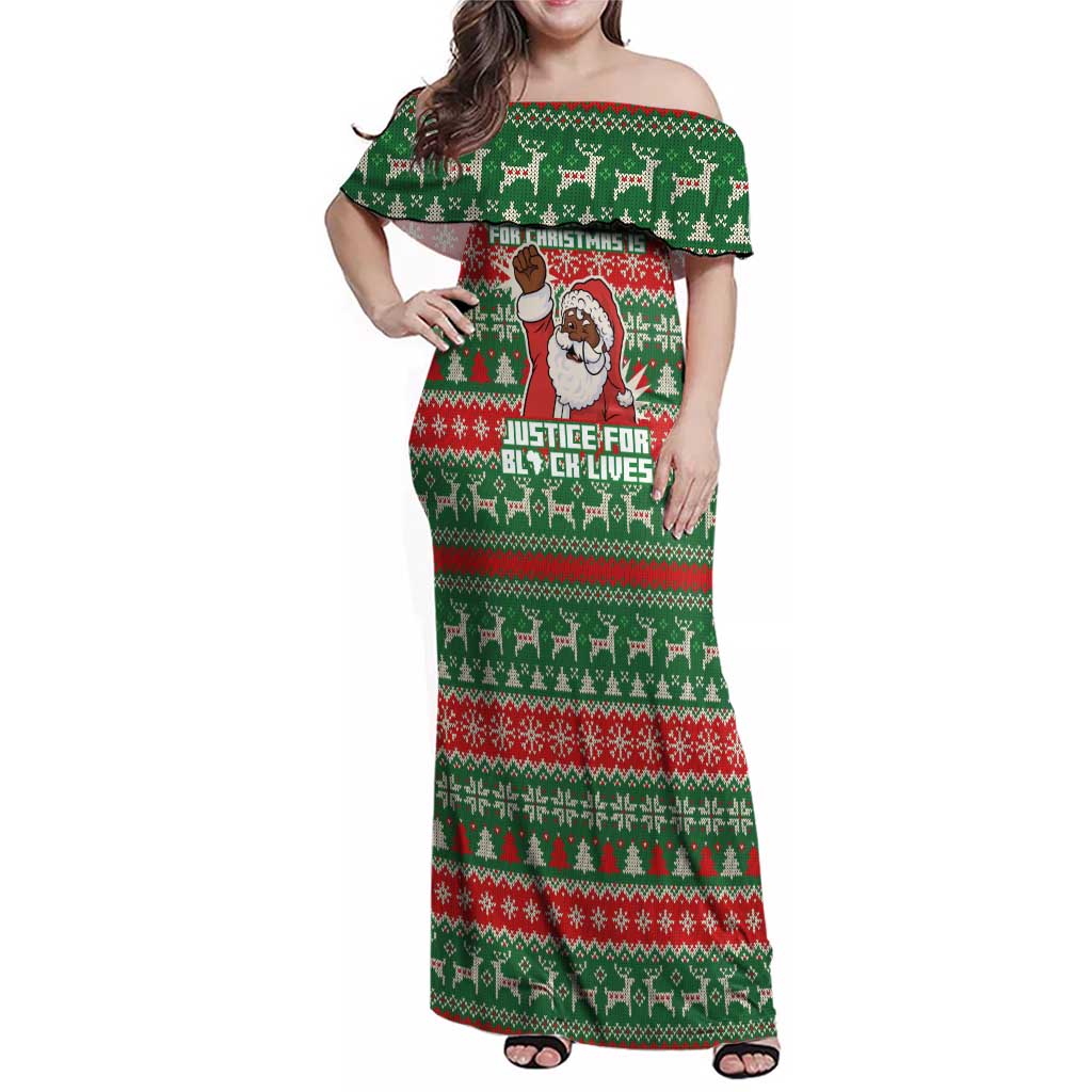 Justice For Black Lives Christmas Family Matching Off Shoulder Maxi Dress and Hawaiian Shirt Funny Xmas Holiday Patterns - Wonder Print Shop