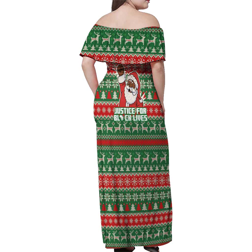 Justice For Black Lives Christmas Family Matching Off Shoulder Maxi Dress and Hawaiian Shirt Funny Xmas Holiday Patterns - Wonder Print Shop