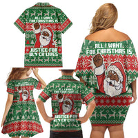 Justice For Black Lives Christmas Family Matching Off Shoulder Short Dress and Hawaiian Shirt Funny Xmas Holiday Patterns - Wonder Print Shop