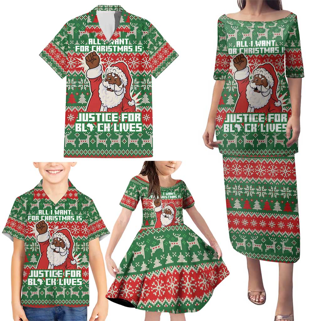 Justice For Black Lives Christmas Family Matching Puletasi and Hawaiian Shirt Funny Xmas Holiday Patterns - Wonder Print Shop