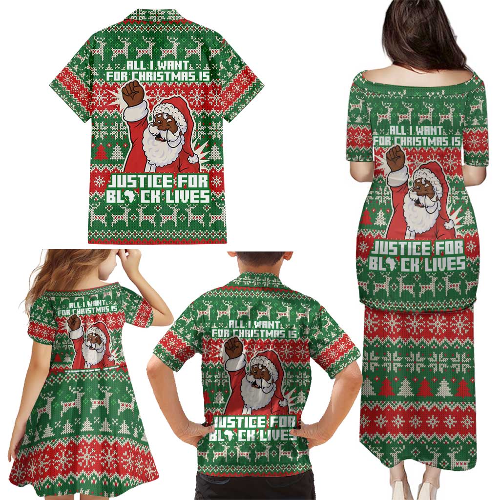 Justice For Black Lives Christmas Family Matching Puletasi and Hawaiian Shirt Funny Xmas Holiday Patterns - Wonder Print Shop