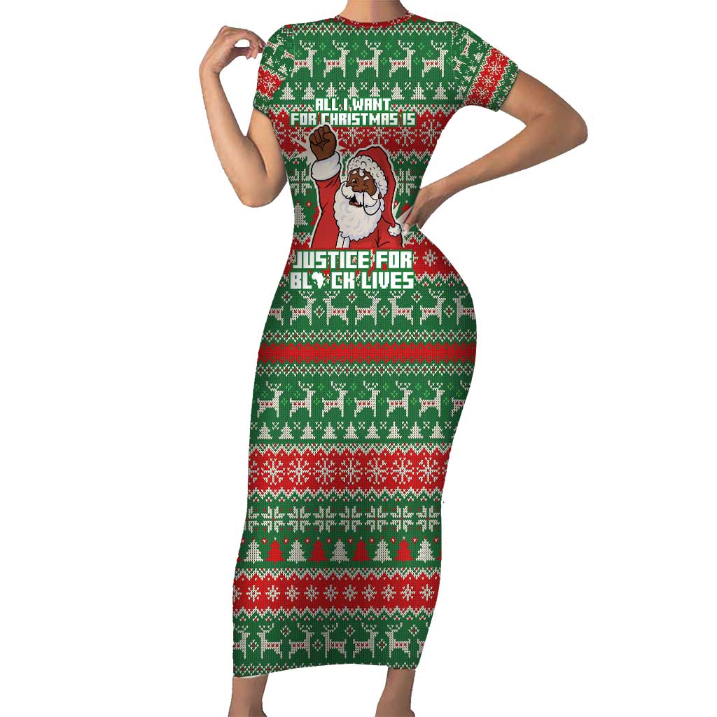 Justice For Black Lives Christmas Family Matching Short Sleeve Bodycon Dress and Hawaiian Shirt Funny Xmas Holiday Patterns - Wonder Print Shop