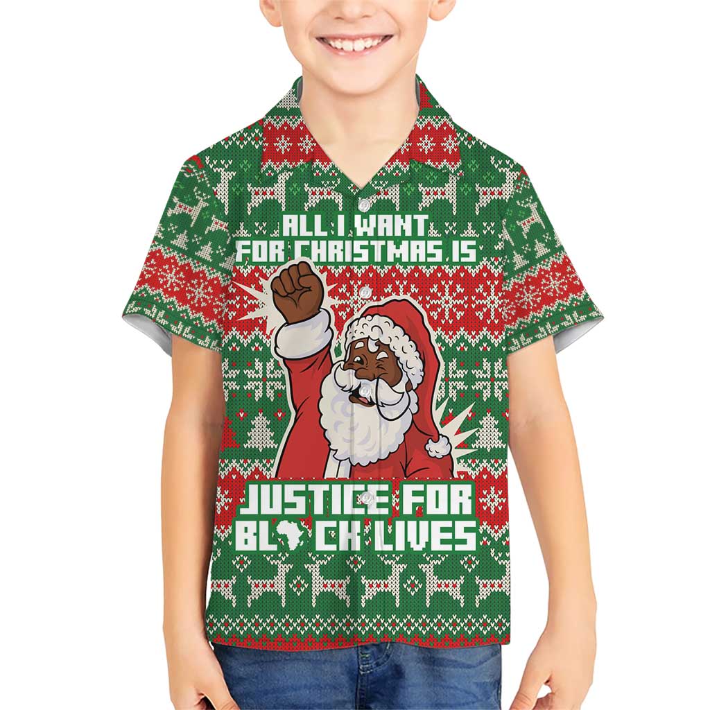 Justice For Black Lives Christmas Family Matching Short Sleeve Bodycon Dress and Hawaiian Shirt Funny Xmas Holiday Patterns - Wonder Print Shop