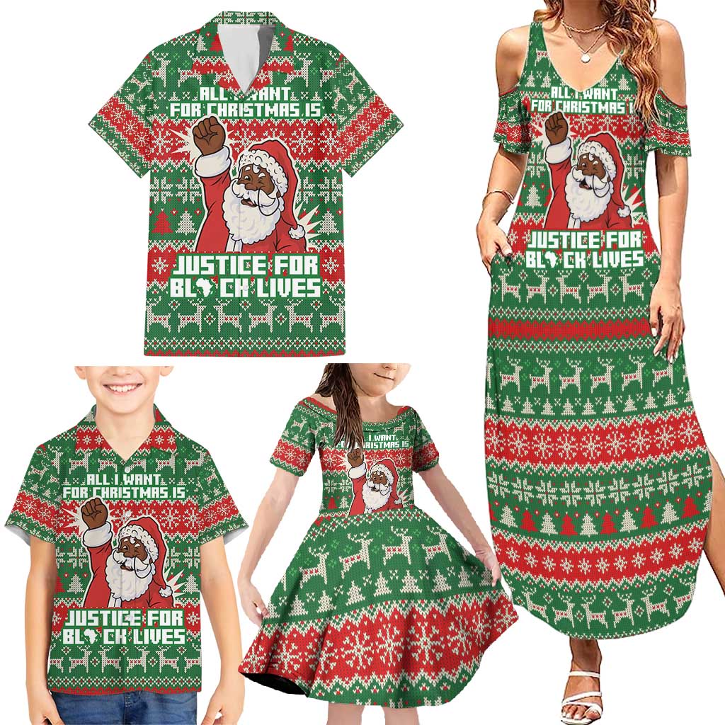 Justice For Black Lives Christmas Family Matching Summer Maxi Dress and Hawaiian Shirt Funny Xmas Holiday Patterns - Wonder Print Shop
