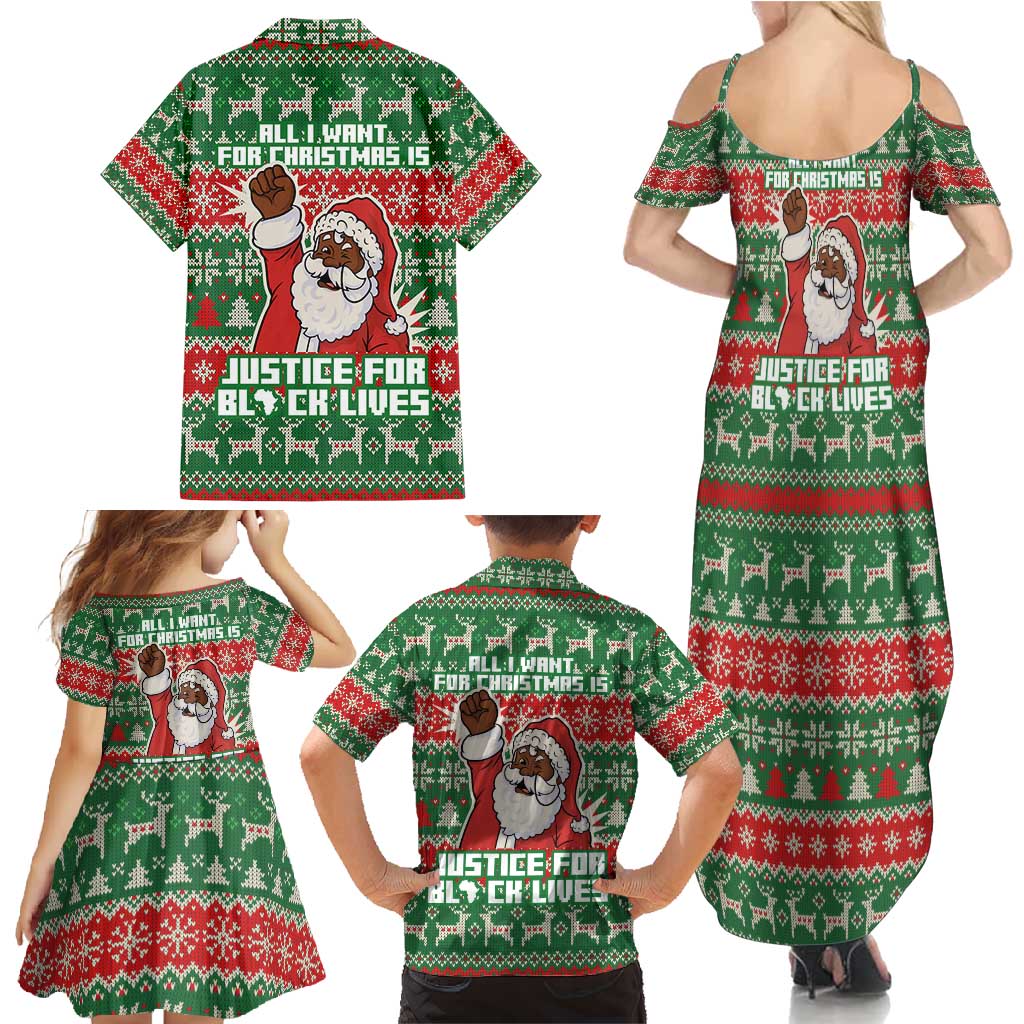 Justice For Black Lives Christmas Family Matching Summer Maxi Dress and Hawaiian Shirt Funny Xmas Holiday Patterns - Wonder Print Shop