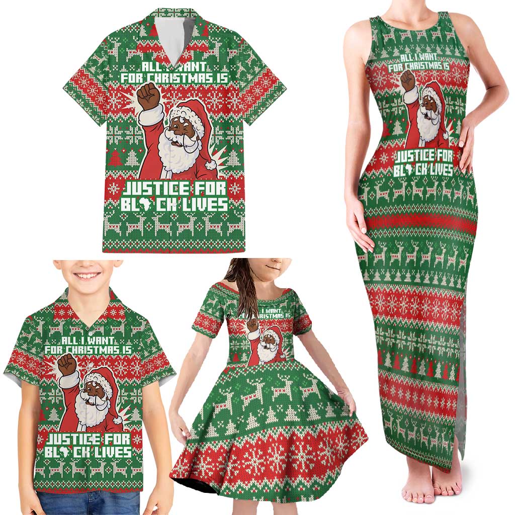 Justice For Black Lives Christmas Family Matching Tank Maxi Dress and Hawaiian Shirt Funny Xmas Holiday Patterns - Wonder Print Shop