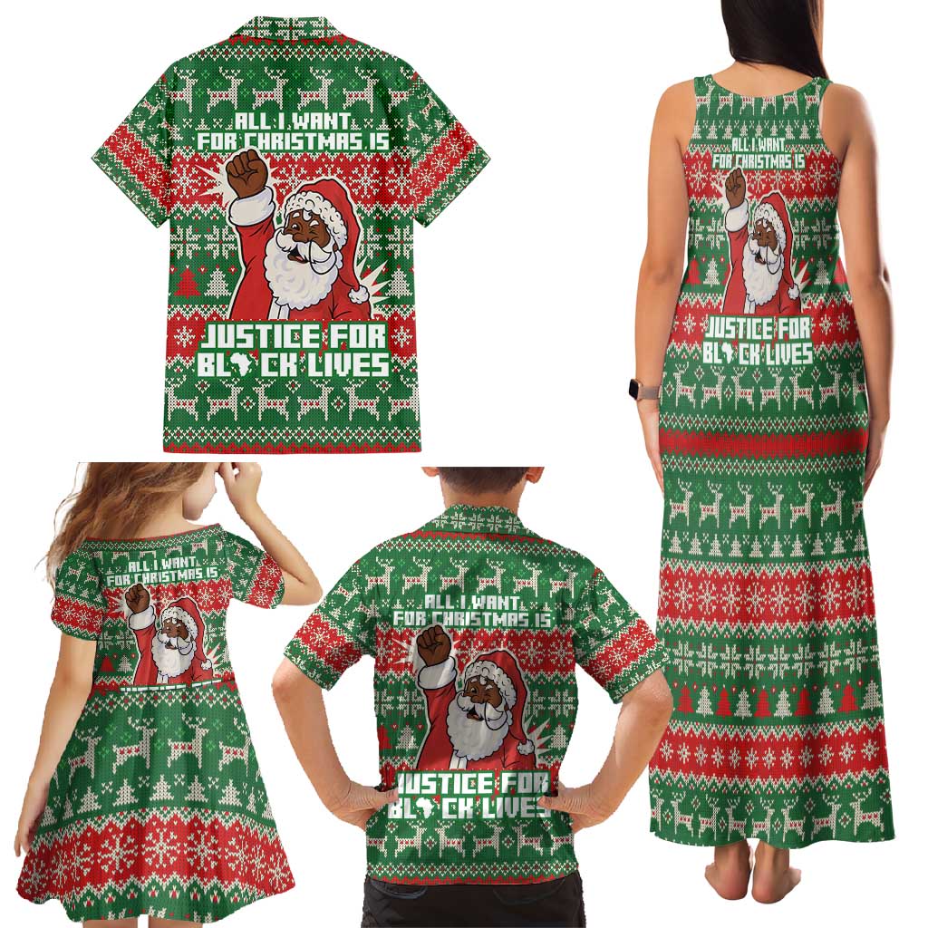 Justice For Black Lives Christmas Family Matching Tank Maxi Dress and Hawaiian Shirt Funny Xmas Holiday Patterns - Wonder Print Shop