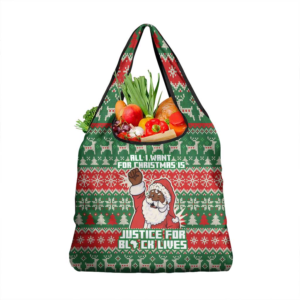 Justice For Black Lives Christmas Grocery Bag Funny Xmas Holiday Patterns - Wonder Print Shop