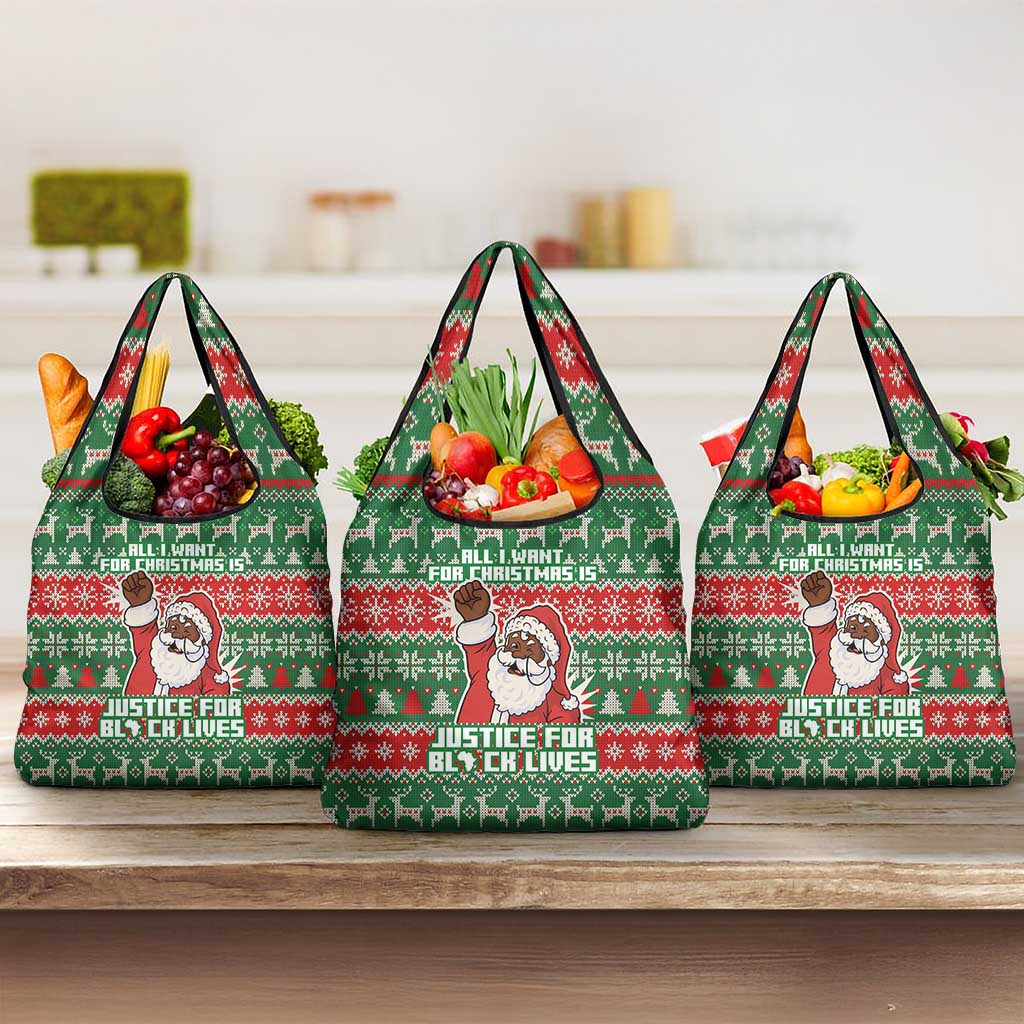 Justice For Black Lives Christmas Grocery Bag Funny Xmas Holiday Patterns - Wonder Print Shop