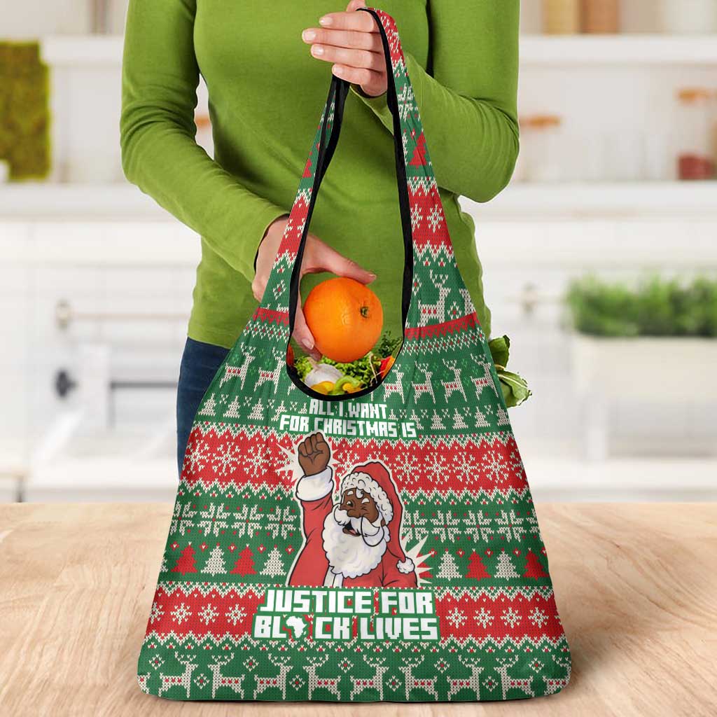 Justice For Black Lives Christmas Grocery Bag Funny Xmas Holiday Patterns - Wonder Print Shop