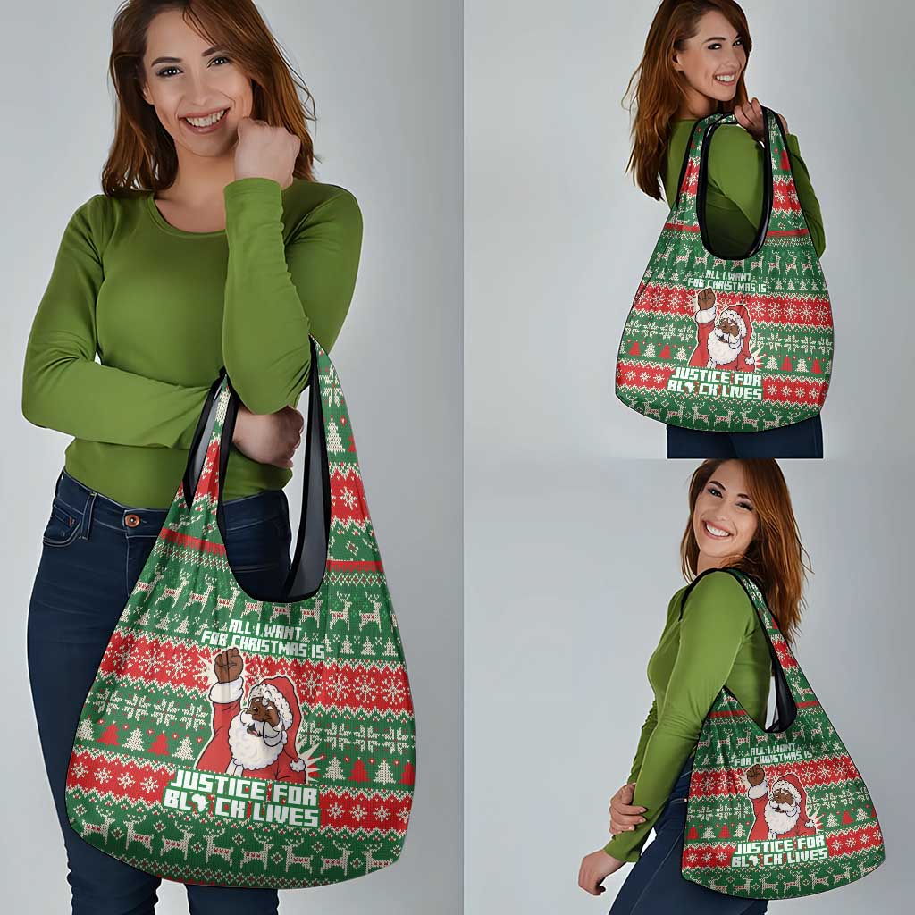 Justice For Black Lives Christmas Grocery Bag Funny Xmas Holiday Patterns - Wonder Print Shop