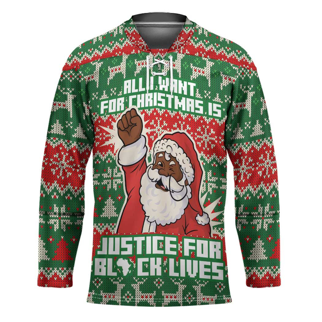 Justice For Black Lives Christmas Hockey Jersey Funny Xmas Holiday Patterns - Wonder Print Shop