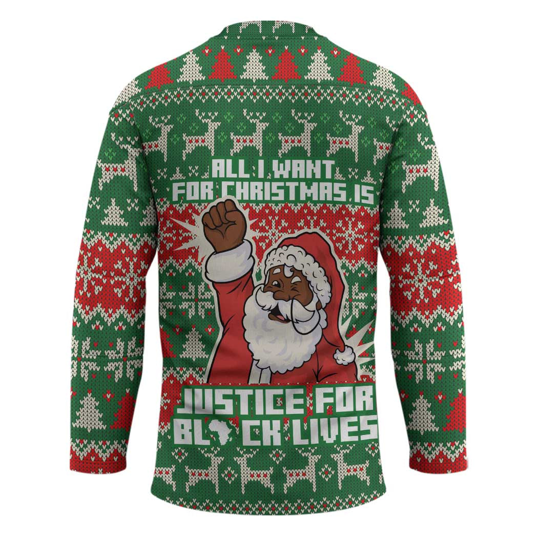 Justice For Black Lives Christmas Hockey Jersey Funny Xmas Holiday Patterns - Wonder Print Shop