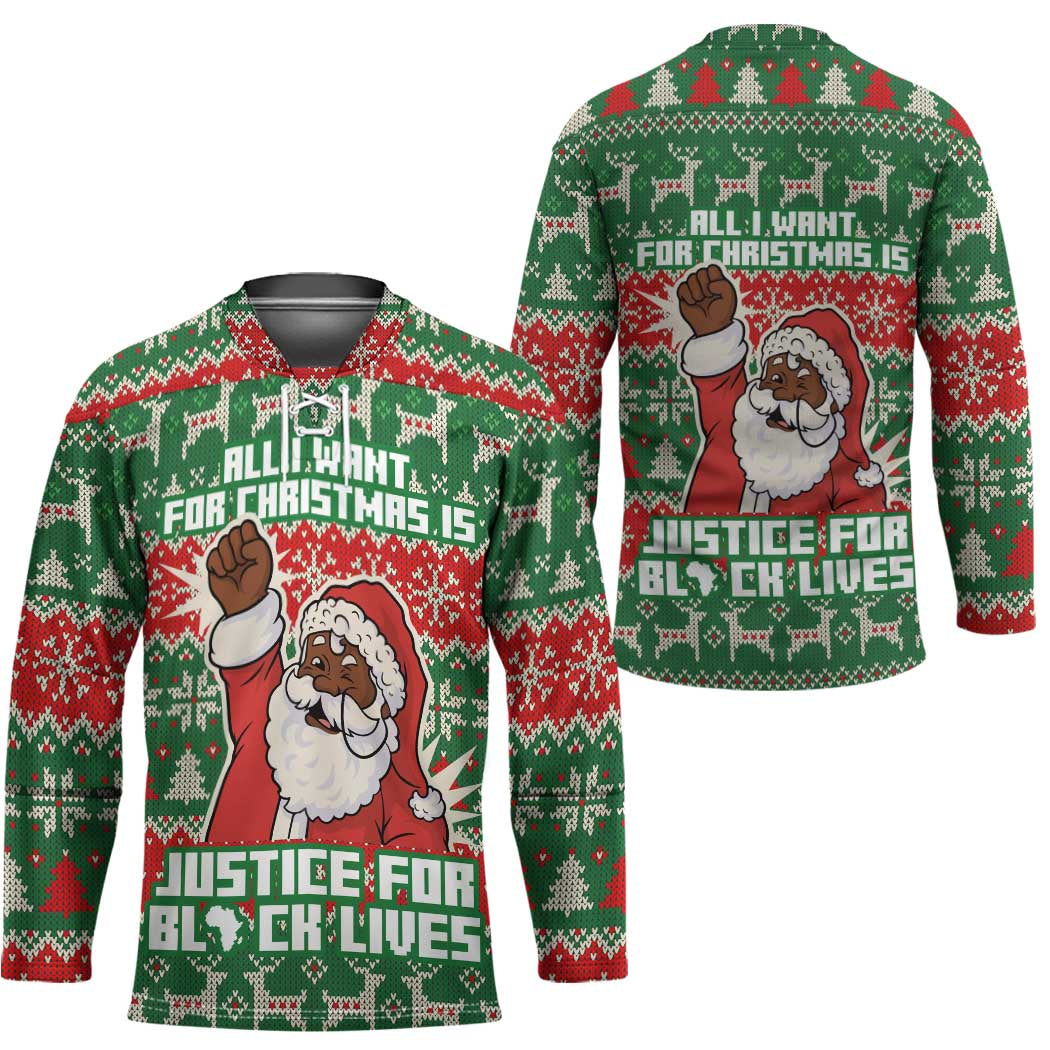Justice For Black Lives Christmas Hockey Jersey Funny Xmas Holiday Patterns - Wonder Print Shop
