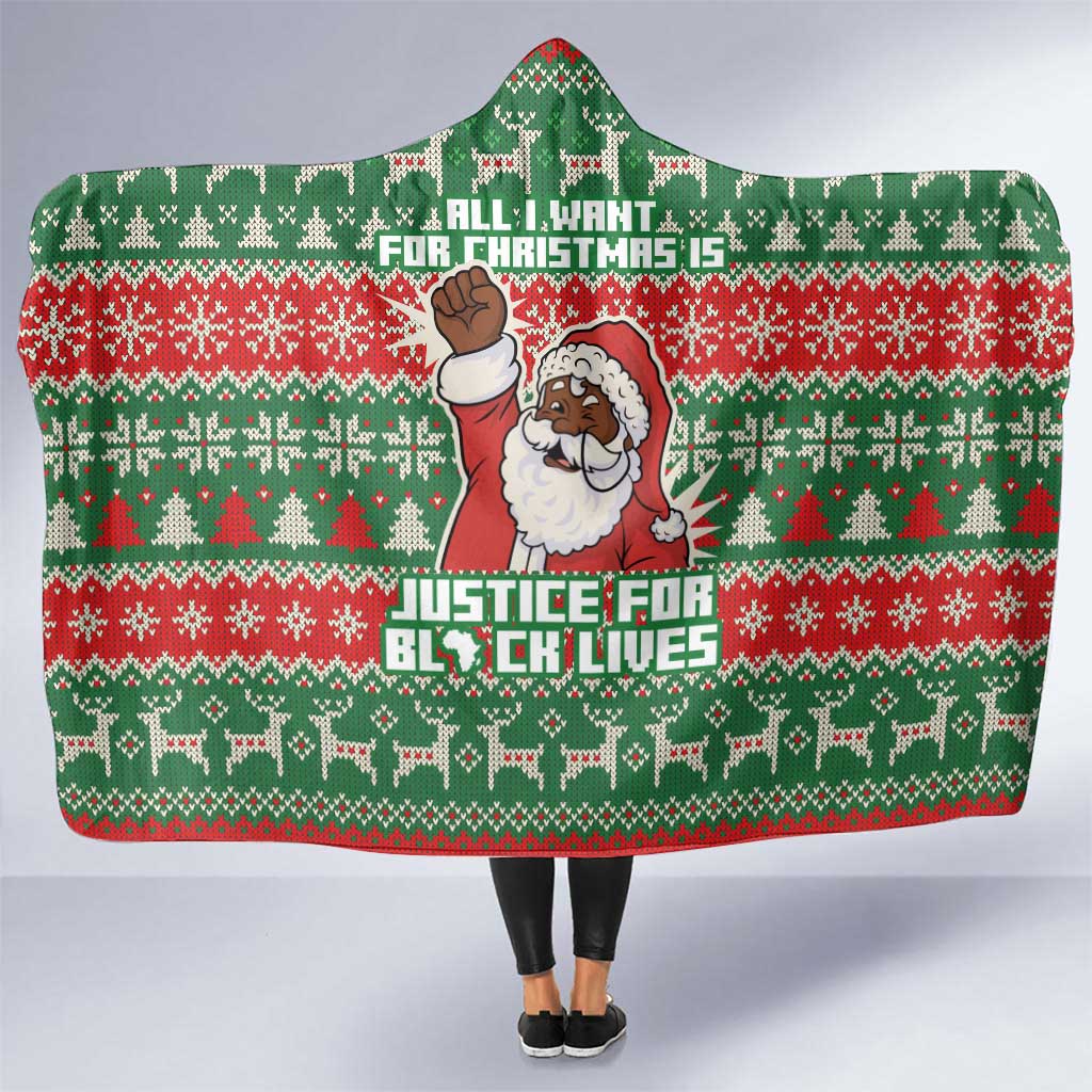 Justice For Black Lives Christmas Hooded Blanket Funny Xmas Holiday Patterns - Wonder Print Shop