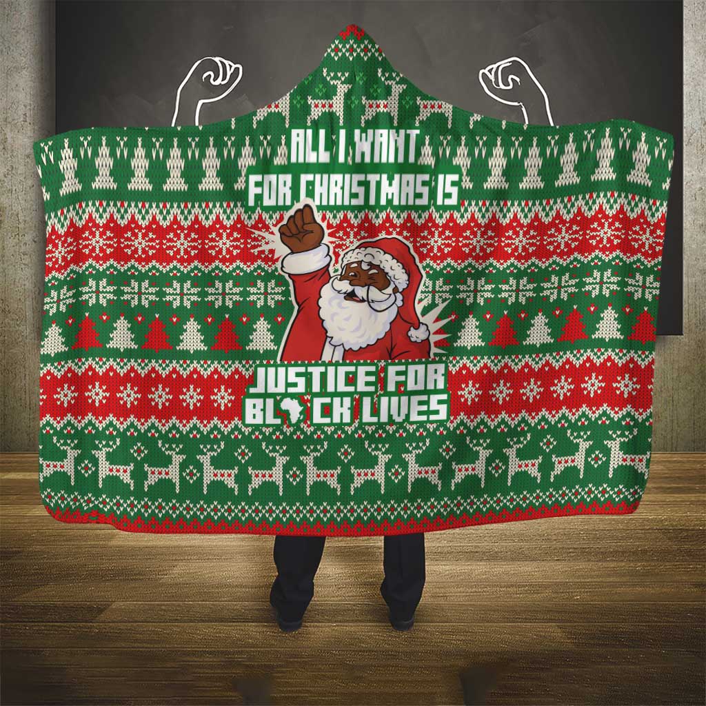 Justice For Black Lives Christmas Hooded Blanket Funny Xmas Holiday Patterns - Wonder Print Shop