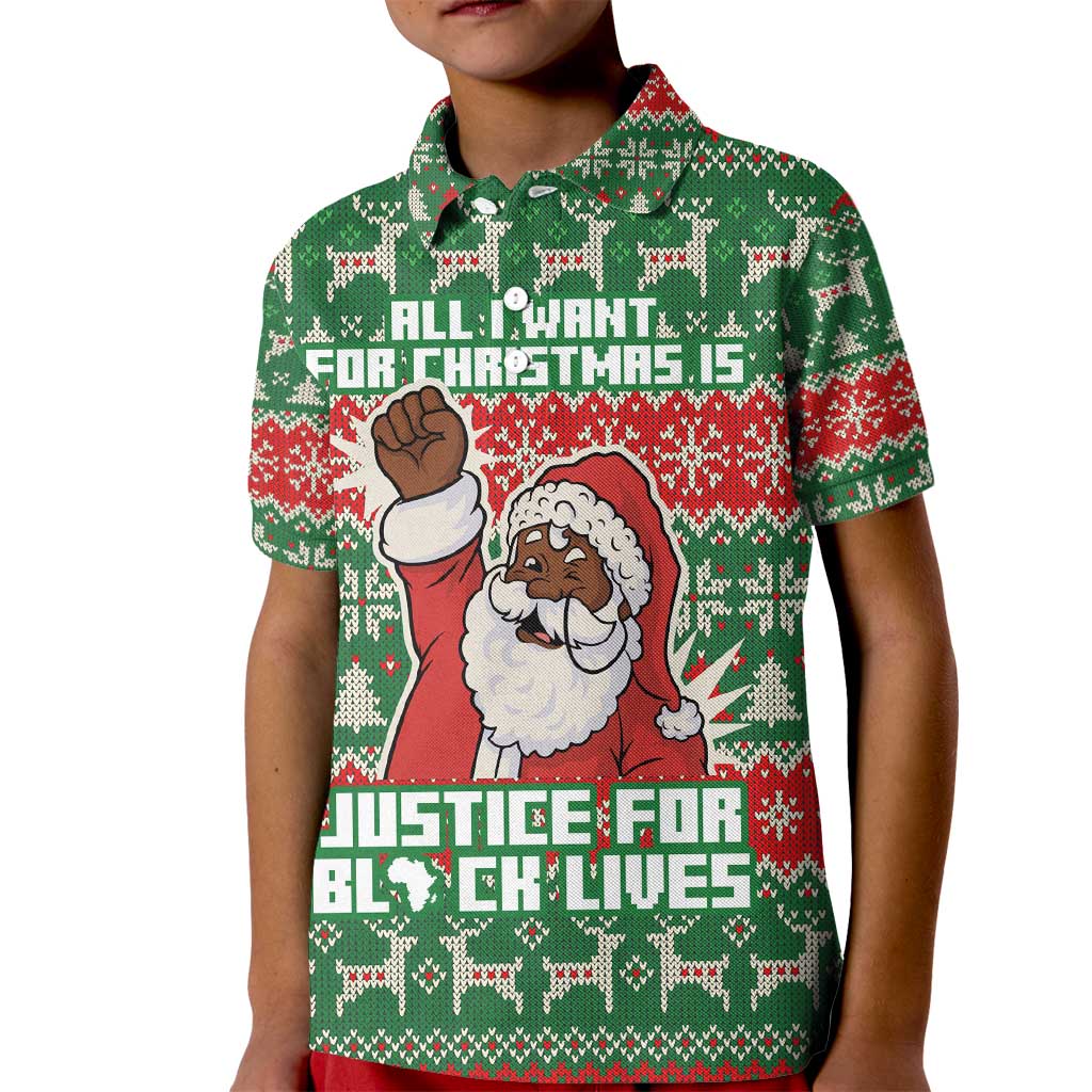 Justice For Black Lives Christmas Kid Polo Shirt Funny Xmas Holiday Patterns - Wonder Print Shop