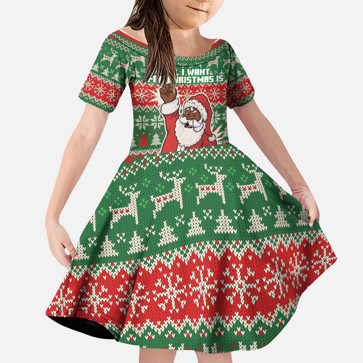 Justice For Black Lives Christmas Kid Short Sleeve Dress Funny Xmas Holiday Patterns - Wonder Print Shop