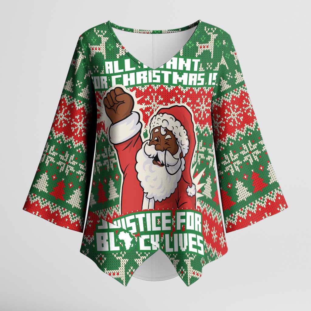 Justice For Black Lives Christmas Kimono Sleeve Blouse Funny Xmas Holiday Patterns - Wonder Print Shop