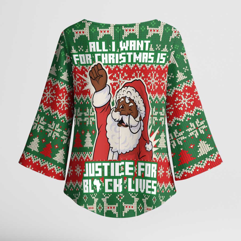 Justice For Black Lives Christmas Kimono Sleeve Blouse Funny Xmas Holiday Patterns - Wonder Print Shop