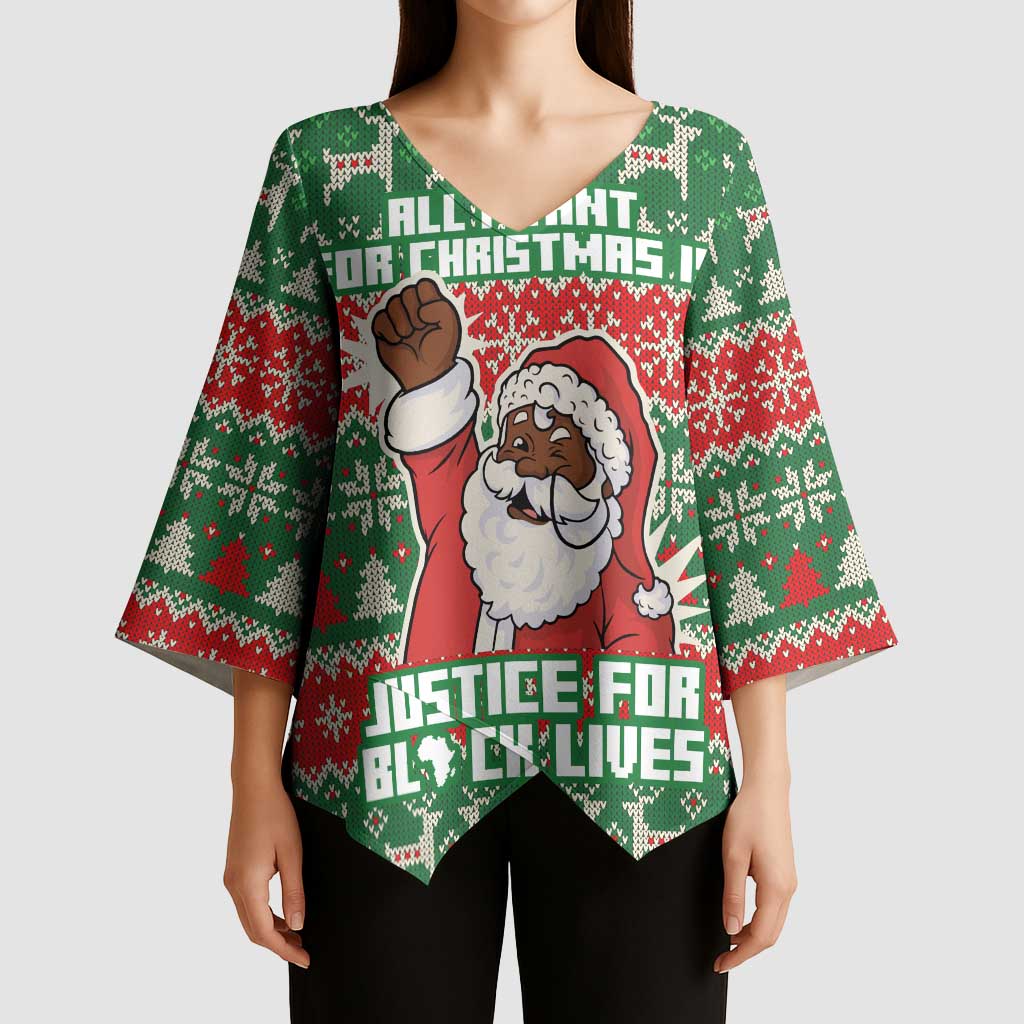 Justice For Black Lives Christmas Kimono Sleeve Blouse Funny Xmas Holiday Patterns - Wonder Print Shop