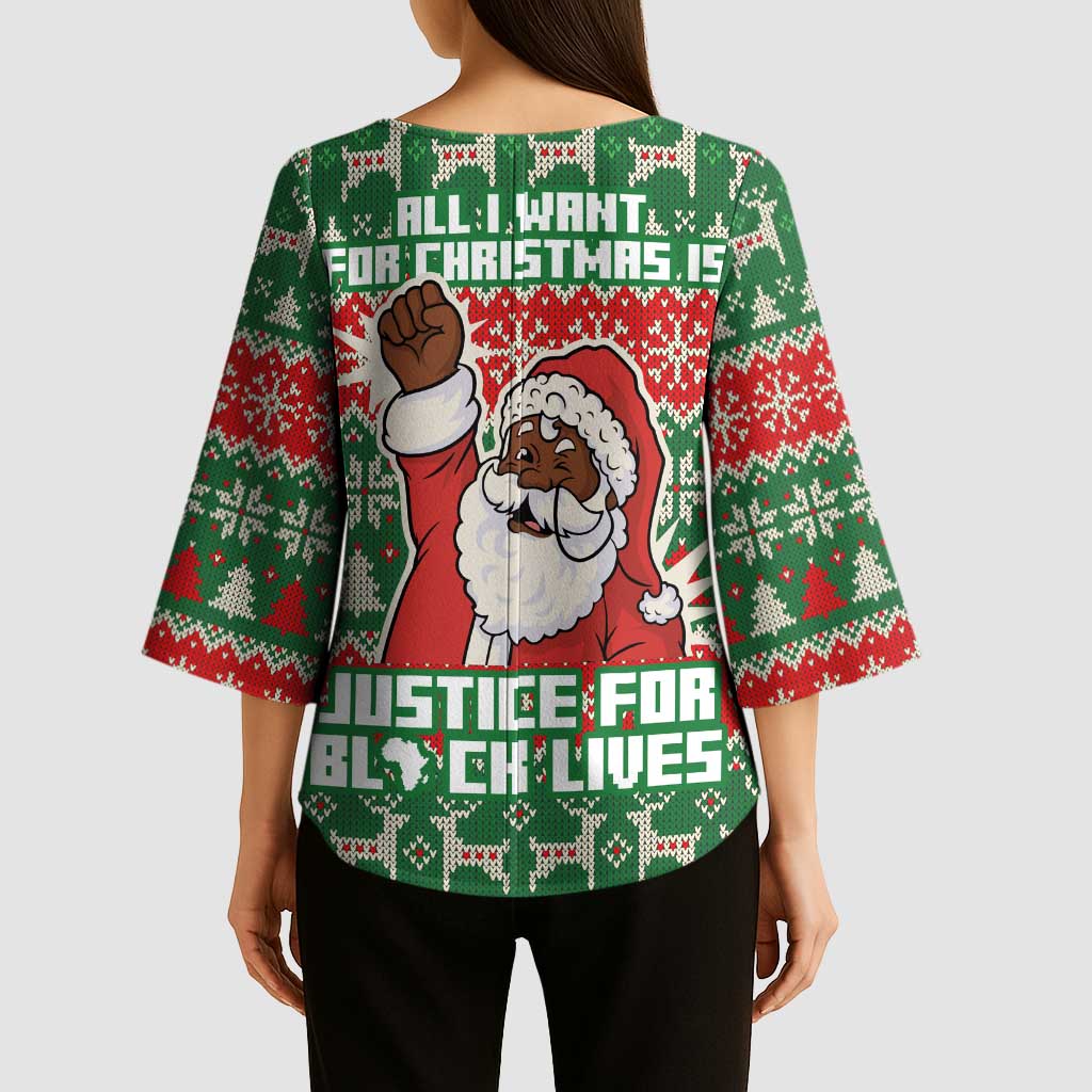 Justice For Black Lives Christmas Kimono Sleeve Blouse Funny Xmas Holiday Patterns - Wonder Print Shop