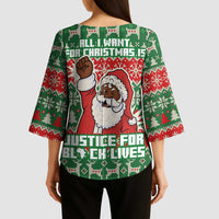 Justice For Black Lives Christmas Kimono Sleeve Blouse Funny Xmas Holiday Patterns - Wonder Print Shop