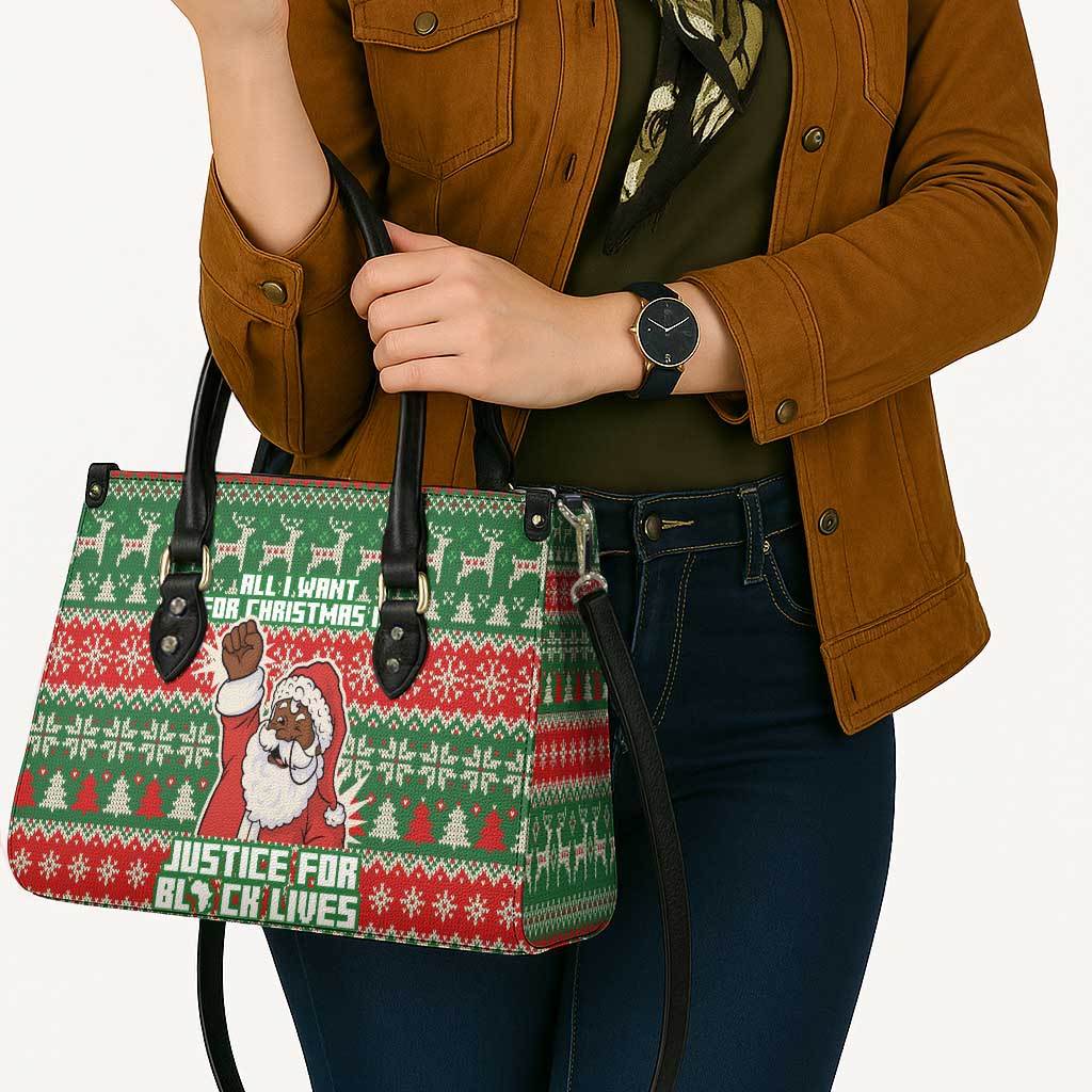 Justice For Black Lives Christmas Leather Bag Funny Xmas Holiday Patterns - Wonder Print Shop