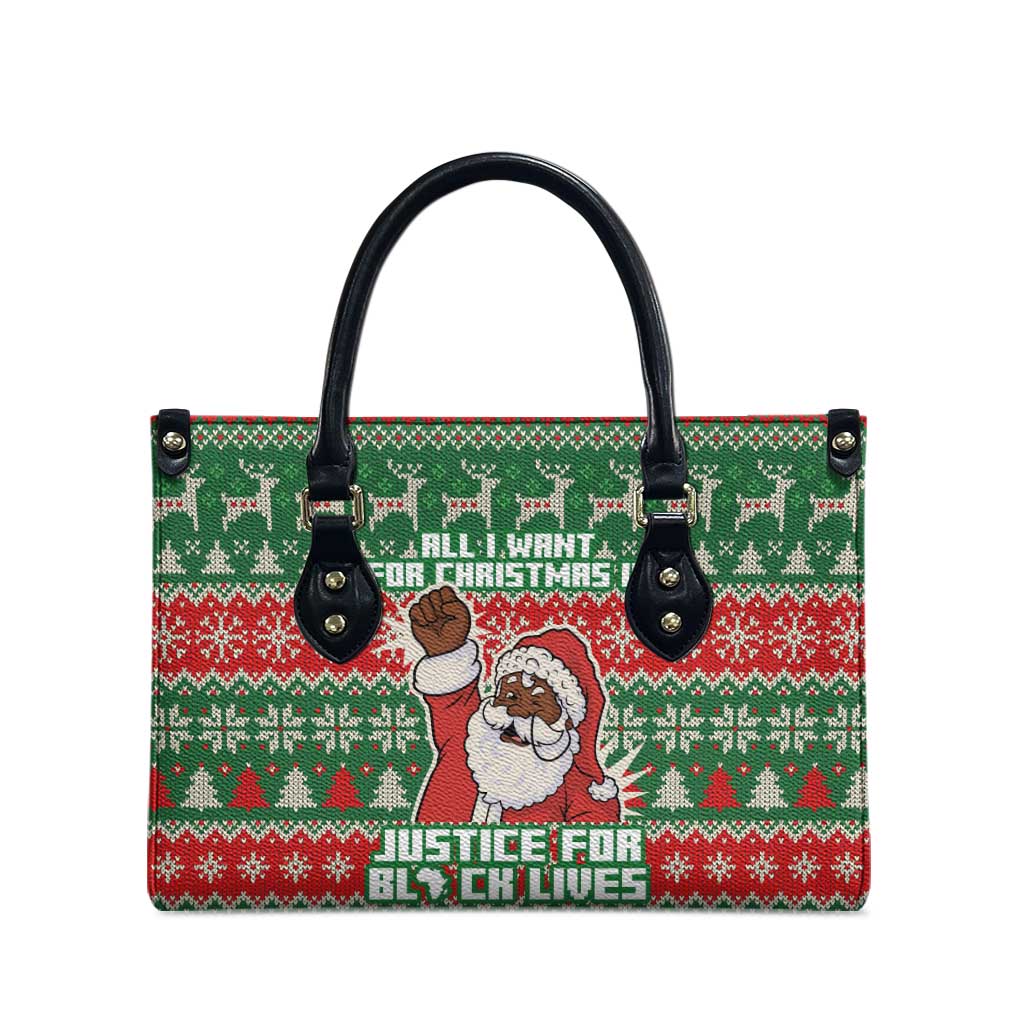 Justice For Black Lives Christmas Leather Bag Funny Xmas Holiday Patterns - Wonder Print Shop
