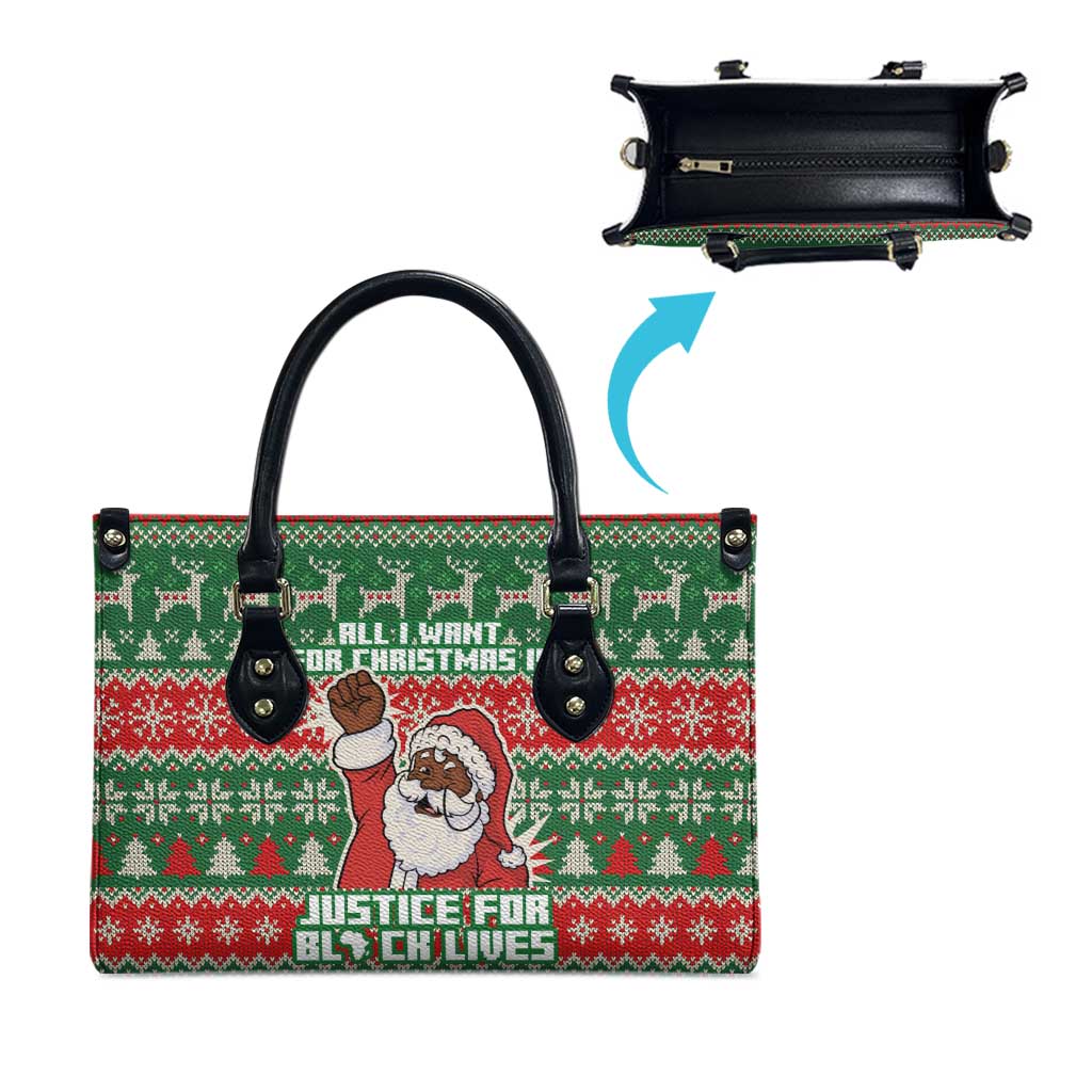 Justice For Black Lives Christmas Leather Bag Funny Xmas Holiday Patterns - Wonder Print Shop