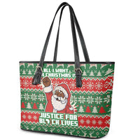 Justice For Black Lives Christmas Leather Tote Bag Funny Xmas Holiday Patterns - Wonder Print Shop