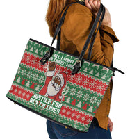Justice For Black Lives Christmas Leather Tote Bag Funny Xmas Holiday Patterns - Wonder Print Shop