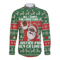 Justice For Black Lives Christmas Long Sleeve Button Shirt Funny Xmas Holiday Patterns - Wonder Print Shop