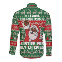 Justice For Black Lives Christmas Long Sleeve Button Shirt Funny Xmas Holiday Patterns - Wonder Print Shop