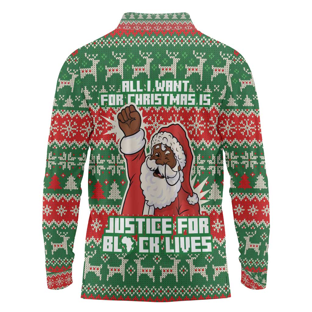 Justice For Black Lives Christmas Long Sleeve Polo Shirt Funny Xmas Holiday Patterns - Wonder Print Shop