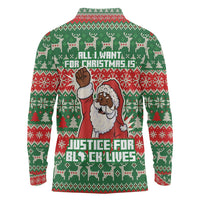 Justice For Black Lives Christmas Long Sleeve Polo Shirt Funny Xmas Holiday Patterns - Wonder Print Shop