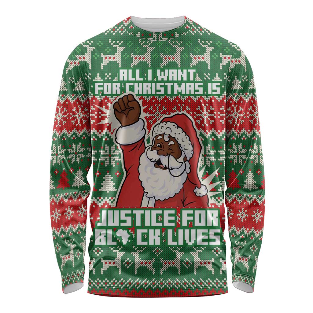 Justice For Black Lives Christmas Long Sleeve Shirt Funny Xmas Holiday Patterns - Wonder Print Shop
