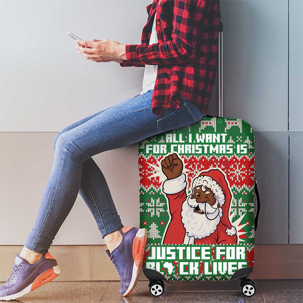 Justice For Black Lives Christmas Luggage Cover Funny Xmas Holiday Patterns - Wonder Print Shop