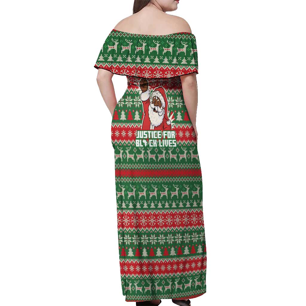 Justice For Black Lives Christmas Off Shoulder Maxi Dress Funny Xmas Holiday Patterns - Wonder Print Shop