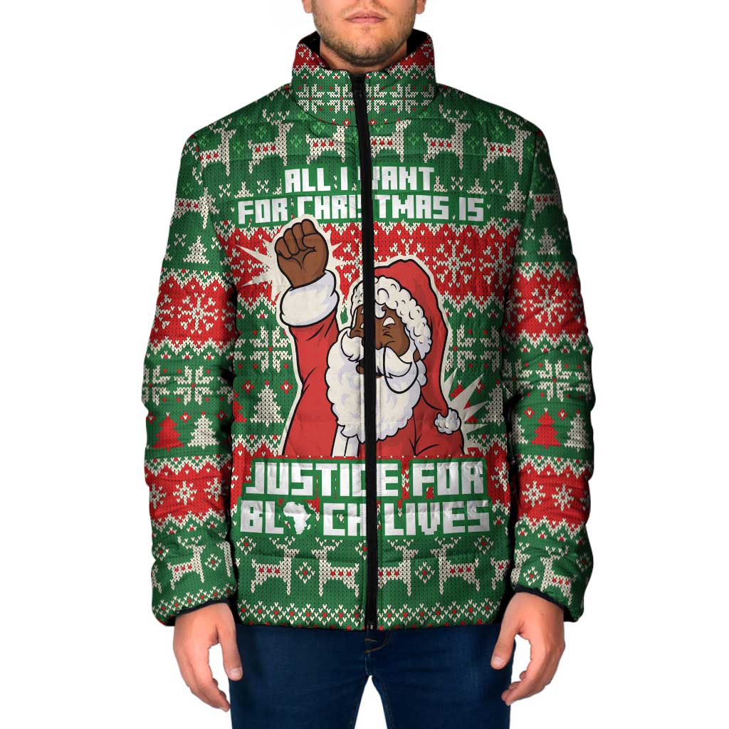 Justice For Black Lives Christmas Padded Jacket Funny Xmas Holiday Patterns - Wonder Print Shop