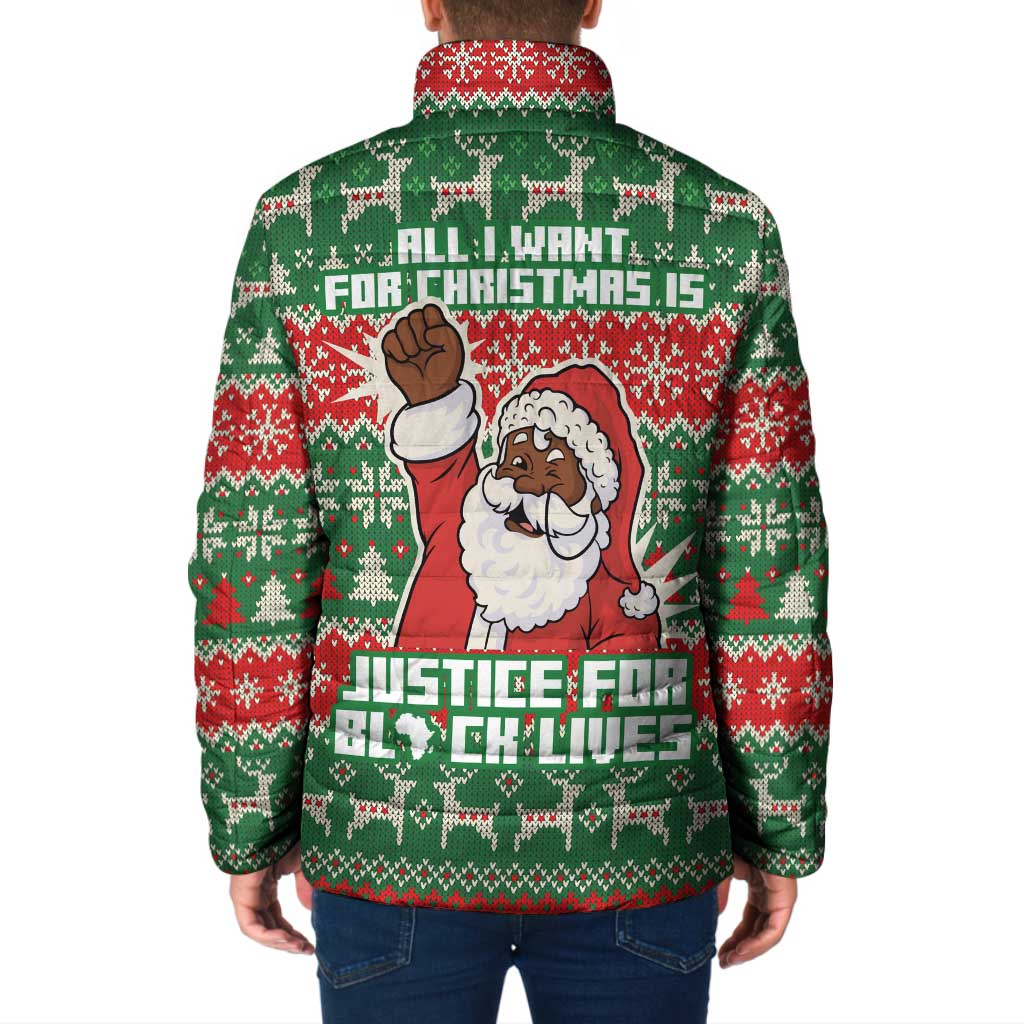 Justice For Black Lives Christmas Padded Jacket Funny Xmas Holiday Patterns - Wonder Print Shop