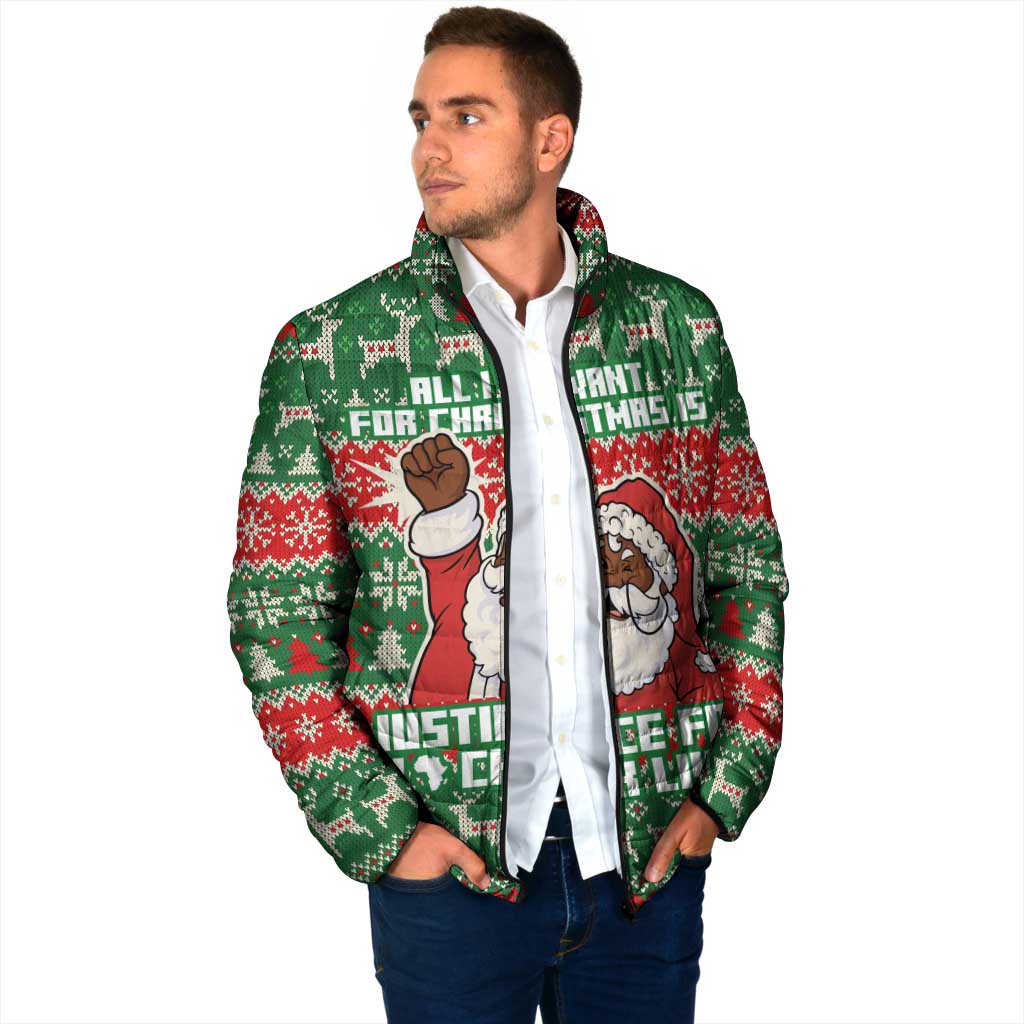 Justice For Black Lives Christmas Padded Jacket Funny Xmas Holiday Patterns - Wonder Print Shop
