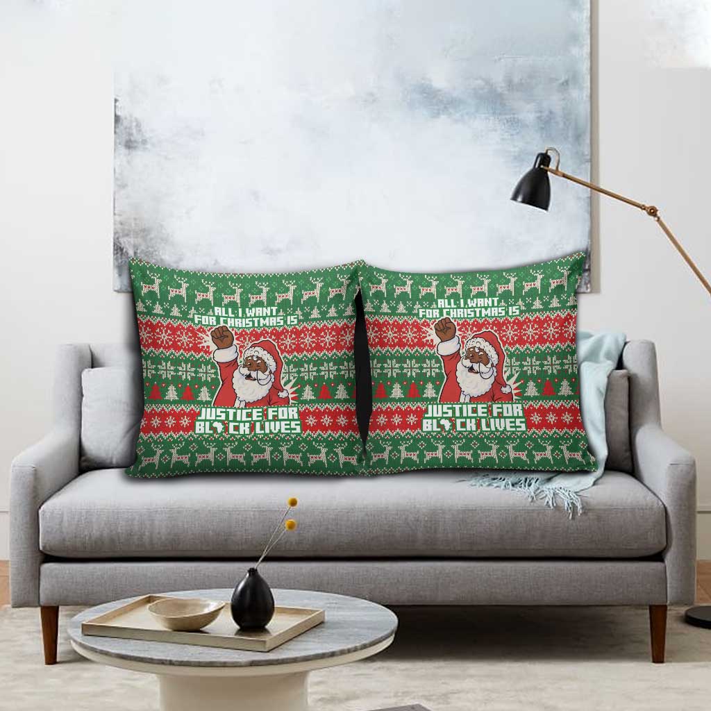 Justice For Black Lives Christmas Pillow Cover Funny Xmas Holiday Patterns - Wonder Print Shop